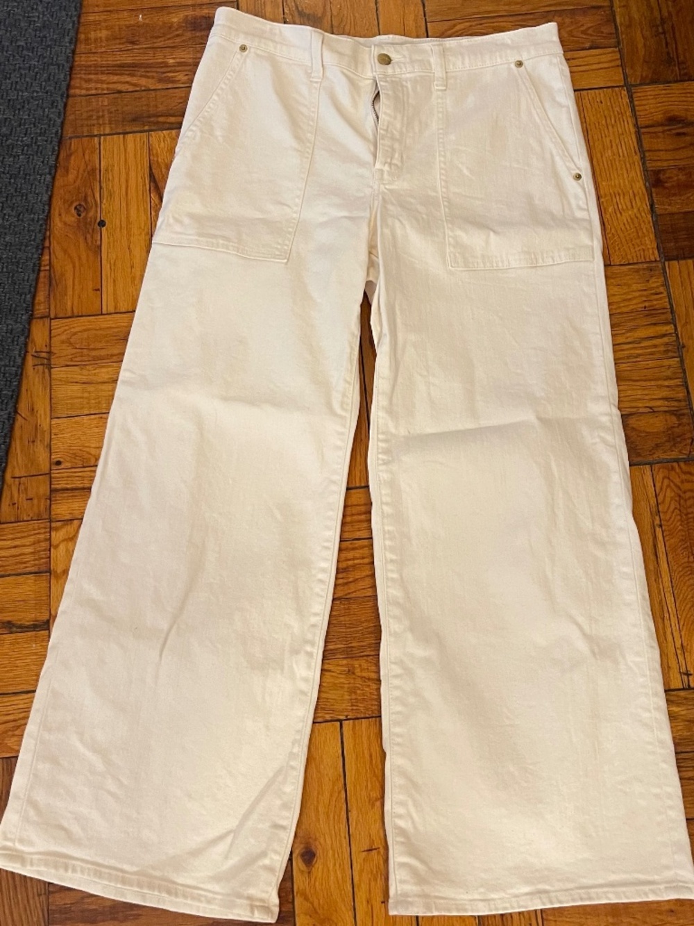 J. Crew cream wide-leg denim, size 29P